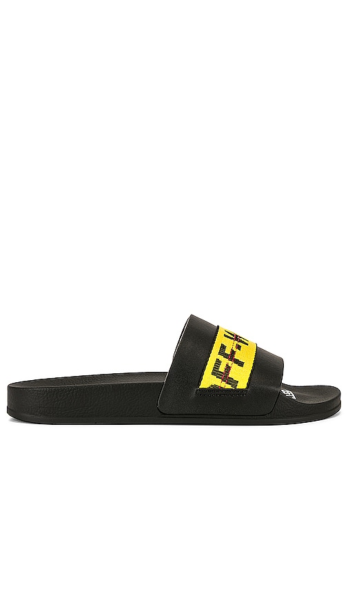 OFF-WHITE Industrial Pool Slider in Black & Yellow