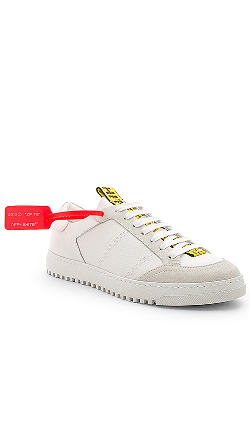Leather Belt Sneakers in White \u0026 Yellow 