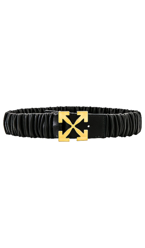 Off-white 4cm Elastic Leather Arrow Belt In Black