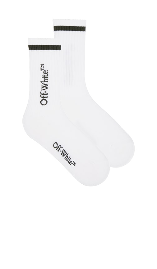 Shop Off-white Bookish Calf Socks In White & Four Leaf