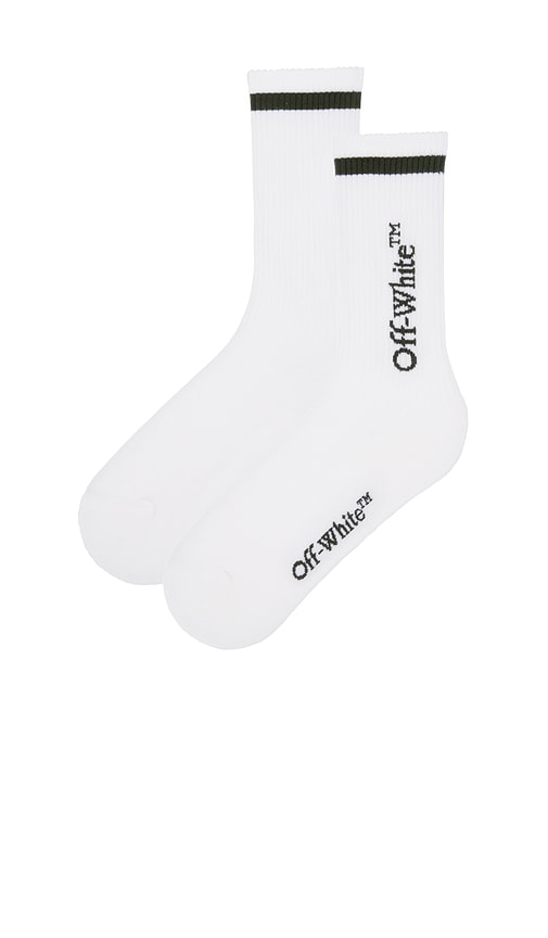 Shop Off-white Bookish Calf Socks In White & Four Leaf