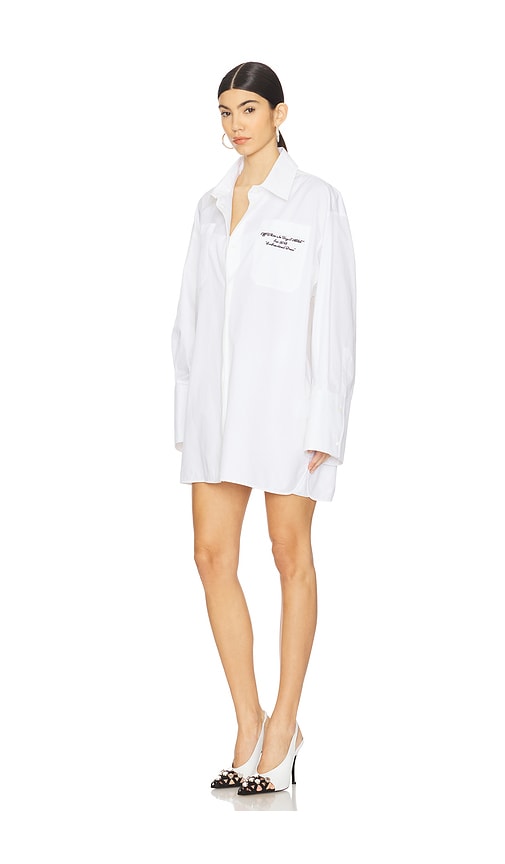 Off-white Embroidered Logo Shirt Dress In White