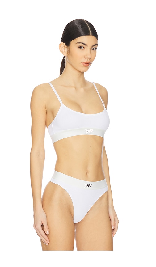 Shop Off-white Off Rib Bralette In White & Black