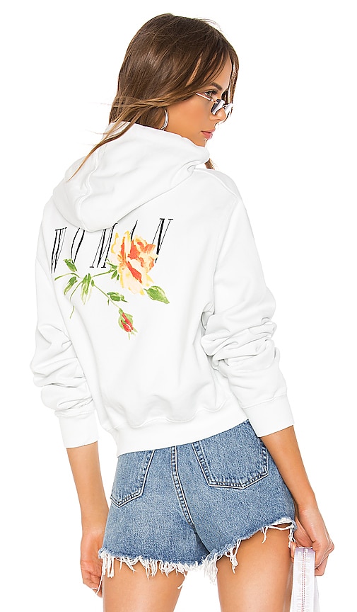 OFF-WHITE Flowers Woman Crop Hoodie in White Multicolor