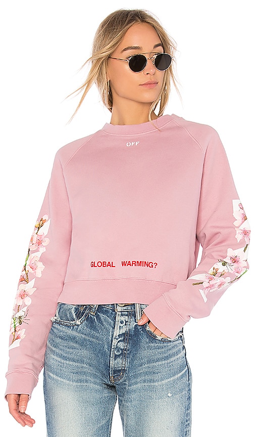 off white pink global warming hoodie