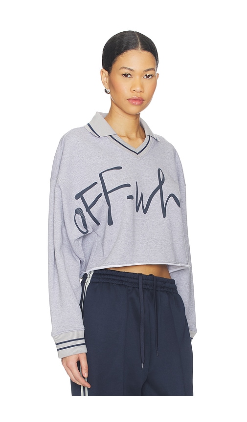 Off-white Script Polo Sweatshirt In Gray