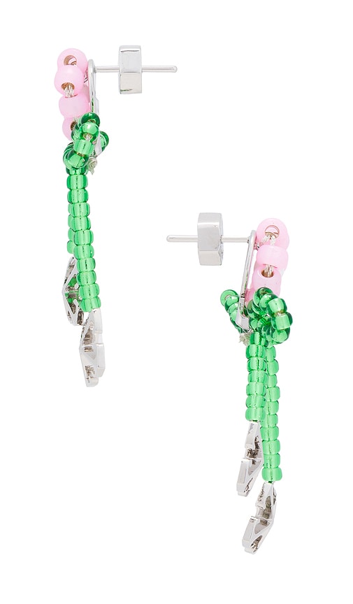 Shop Off-white Flower Beads Earrings In Pink & Silver