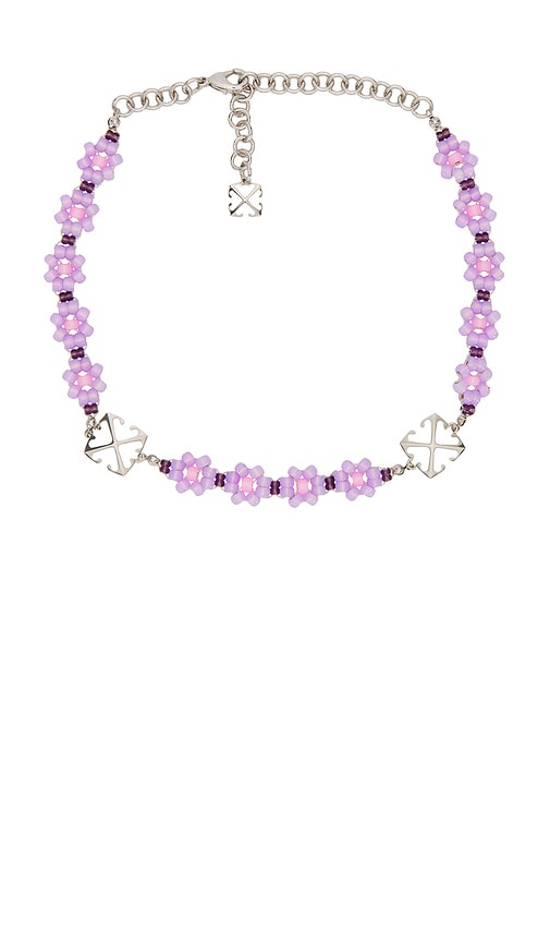 Off-white Flower Beads Choker In Metallic