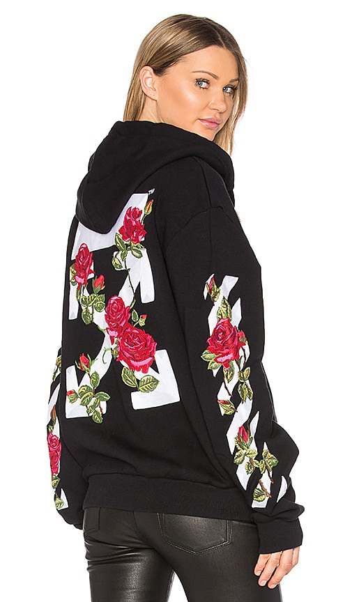 black hoodie with roses