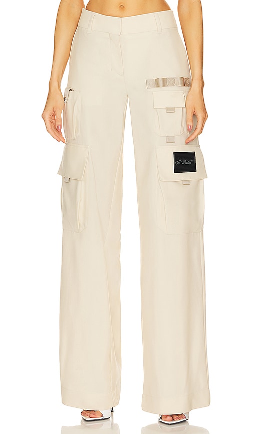 Off-White c/o Virgil Abloh Toybox Wool Multi-pocket Pants in Natural