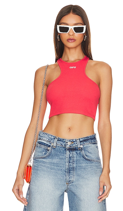Off-white Off Stamp Ribbed Rowing Top In Red