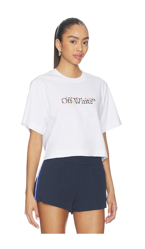 Off-white White Bookish Glowing Flower Cotton T-shirt