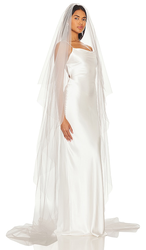 Shop Ofrenda Studio Love Plain Veil With Blusher In Ivory