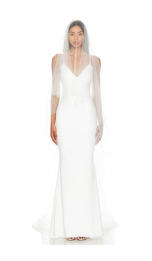 Shop Ofrenda Studio Brillo Pearl Veil With Blusher In White