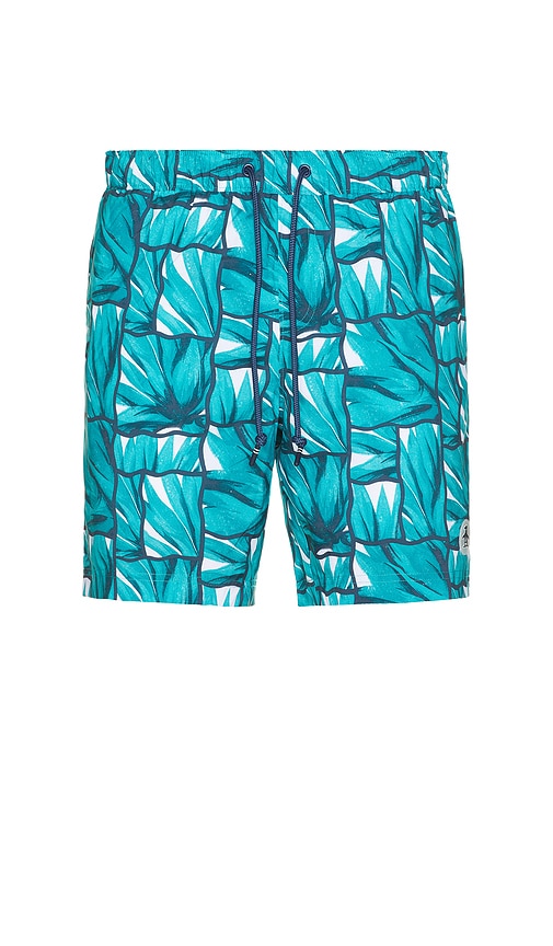 7 Volley Agave Print Swim Shorts in Blue. - size XL/1X (also in L, M, S)