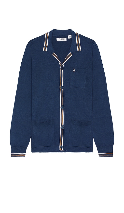 Shop Original Penguin Collar Tipped Cardigan In Blue