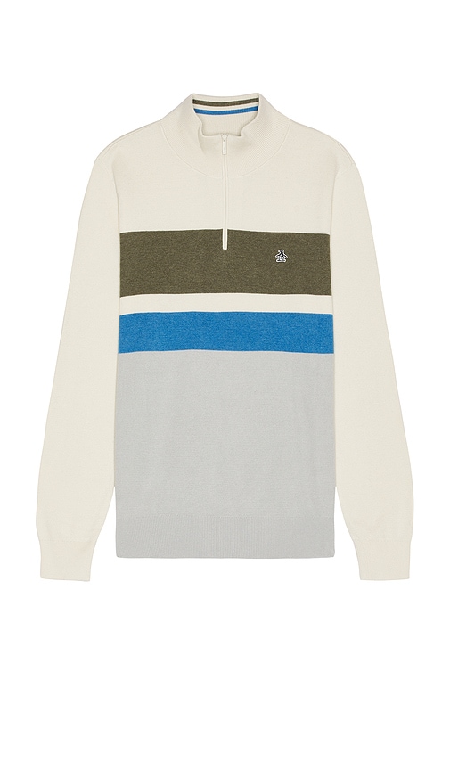 Shop Original Penguin Chest Stripe Quarter Zip In Grey