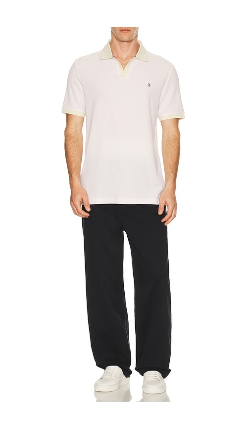  Original Penguin Polohemd Jacquard Honeycomb In Cream. Größe S. Also In M, L, Xl/1x. 