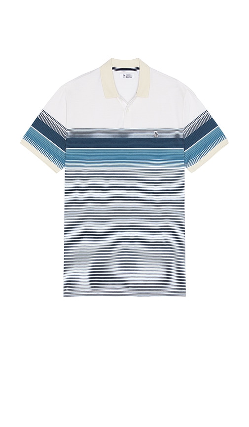 Pique Blocked Stripe Polo in Blue. - size XL/1X (also in L, M)