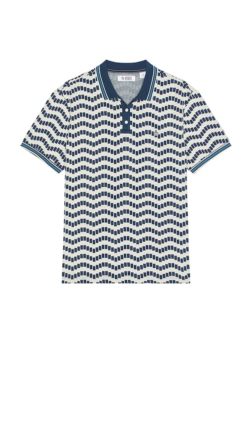 Jacquard Textured Polo in Navy. - size XL/1X (also in L, M, S)