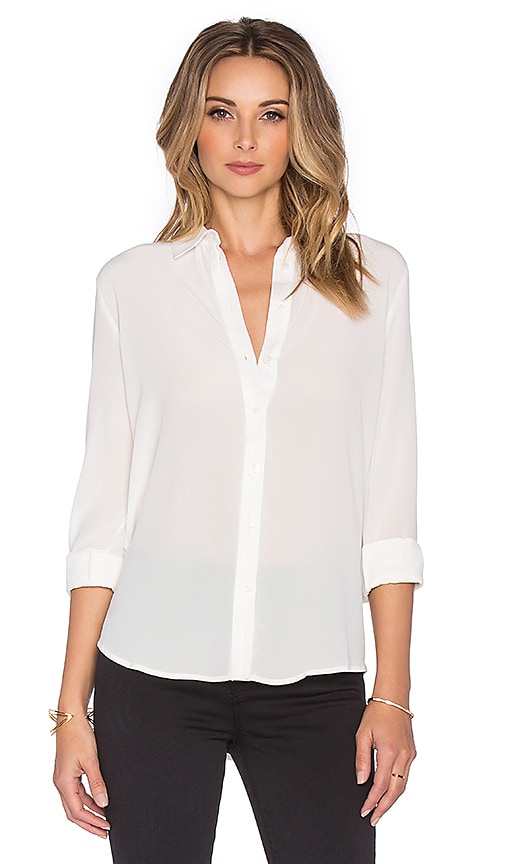 OLCAY GULSEN Button Down Silk Shirt in Off White | REVOLVE