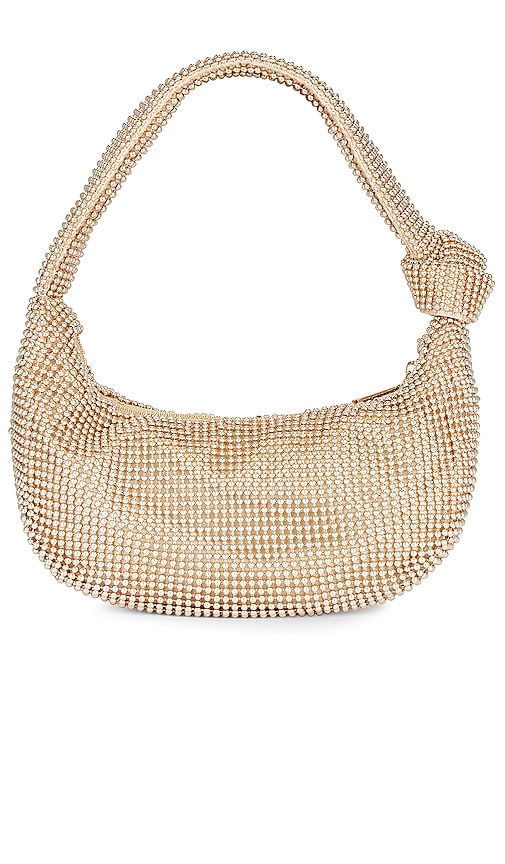 Shop Olga Berg Franka Ball Mesh Shoulder Bag In Metallic Gold