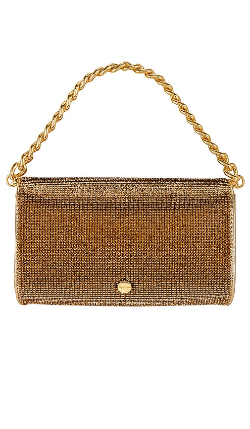 Shop Olga Berg Nico Crystal Clutch In Metallic Gold