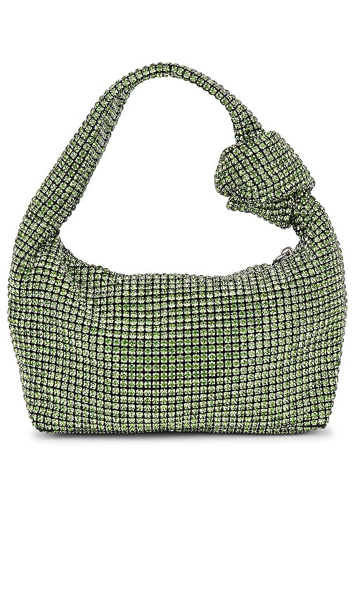 Shop Olga Berg Polly Crystal Shoulder Bag In Green