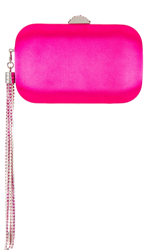 Shop Olga Berg Ali Crystal Tassel Clutch In Fuchsia