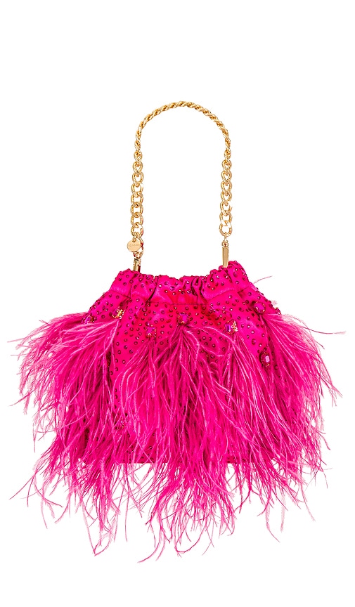 olga berg Livvy Feather Pouch in Fuchsia