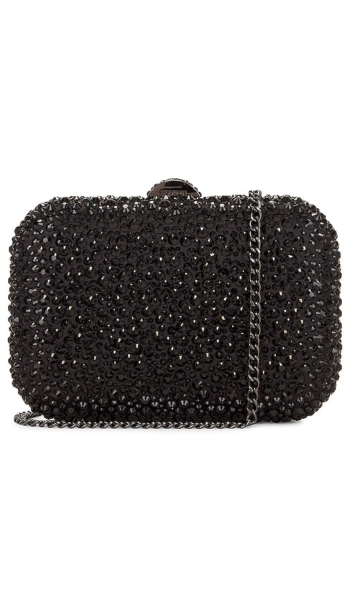 olga berg Casey Hotfix Clutch in Black & Black