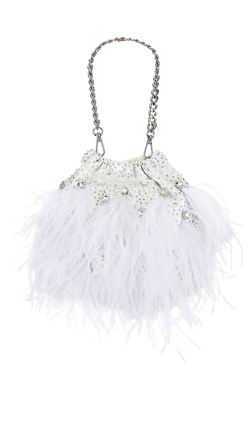 Shop Olga Berg Livvy Feather Pouch In White