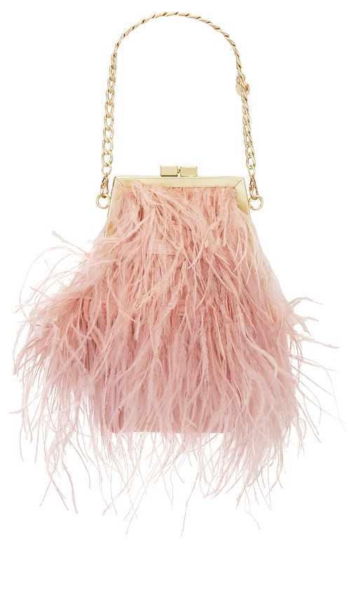 Shop Olga Berg Sara Feather Frame Bag In 粉红胭脂系列