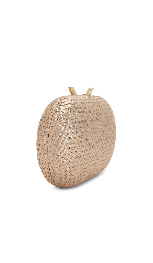  Olga Berg Clutch Lucia Oval In Metallic Gold. 