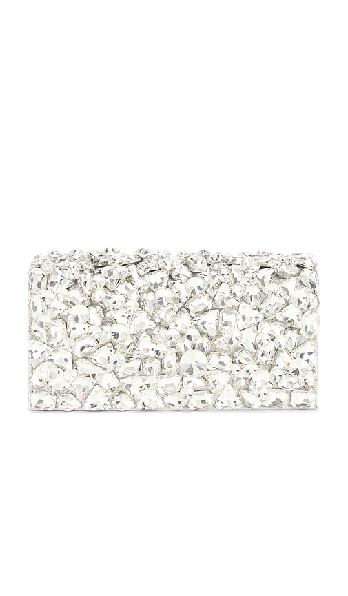 Shop Olga Berg Renata Crystal Encrusted Clutch In 银色