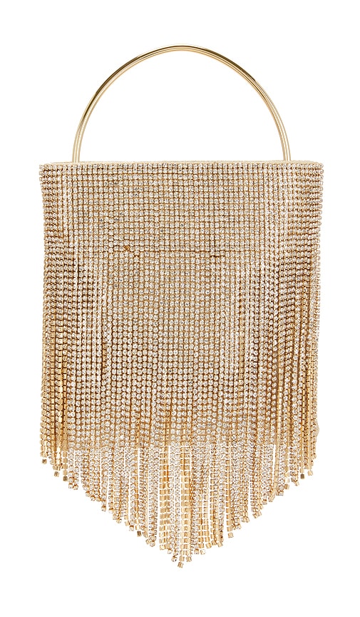 Shop Olga Berg Adina Crystal Fringe Bag In 香槟酒色