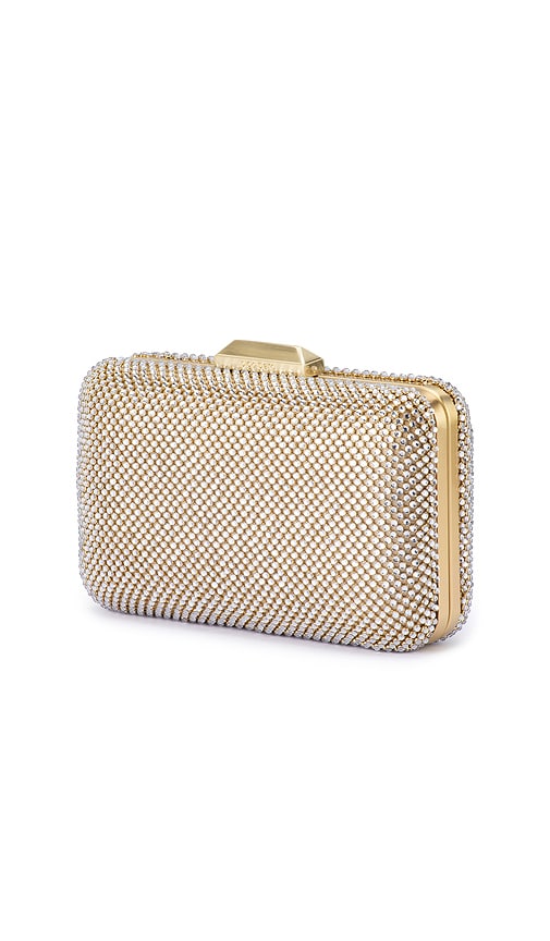 Olga Berg Ronny Crystal Mesh Frame Clutch In Metallic Gold
