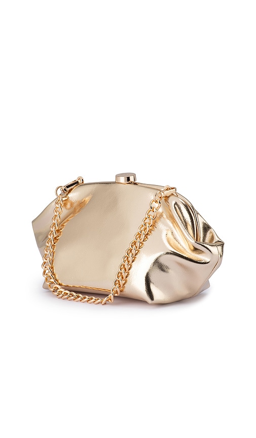 Shop Olga Berg Tally Metallic Clutch In Metallic Gold