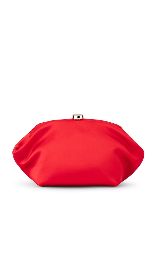 Shop Olga Berg Karina Satin Clutch In Red