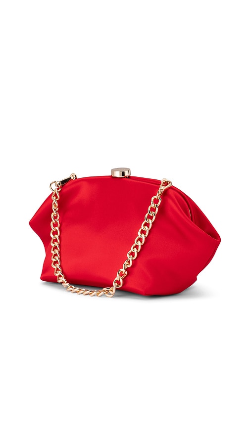 Shop Olga Berg Karina Satin Clutch In Red