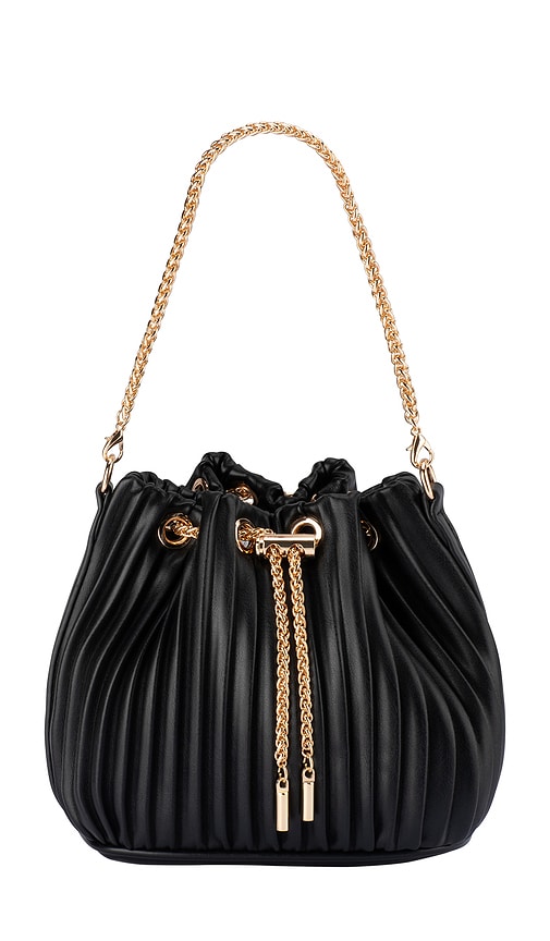 Shop Olga Berg Remi Pleated Drawstring Bag In Black