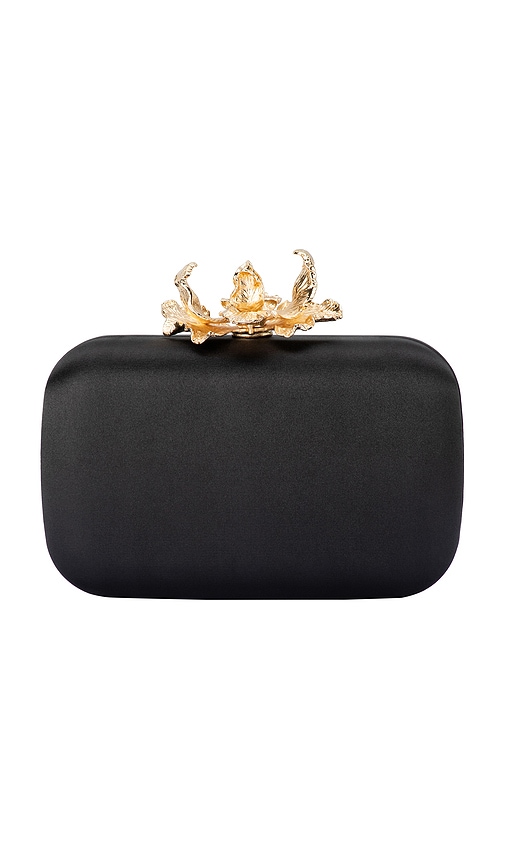 Shop Olga Berg Adele Orchid Lock Clutch In Black