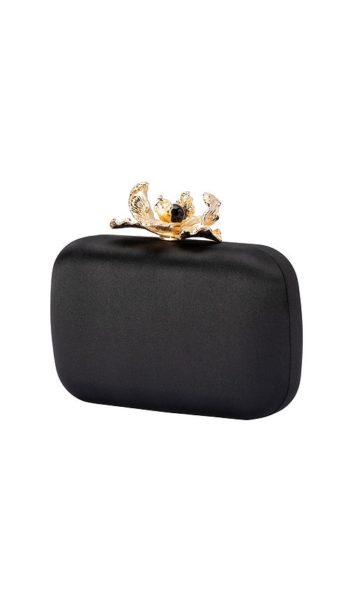 Shop Olga Berg Adele Orchid Lock Clutch In Black