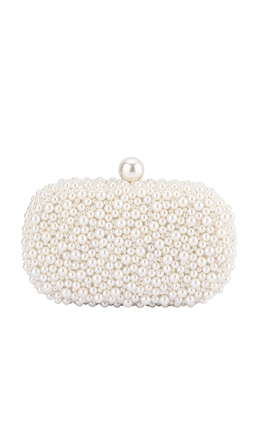 olga berg Valentina Pearl Clutch in Pearl & Silver