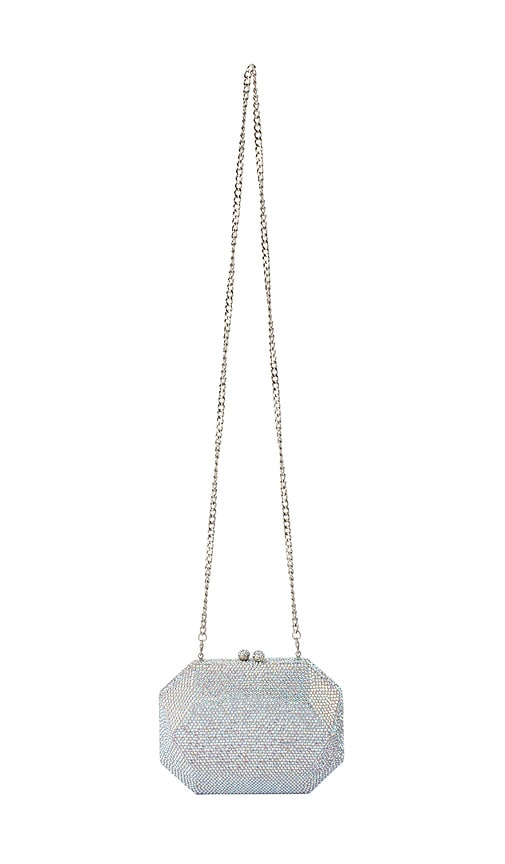  Olga Berg Kristallverzierte Clutch Matty In Metallic Silver. 