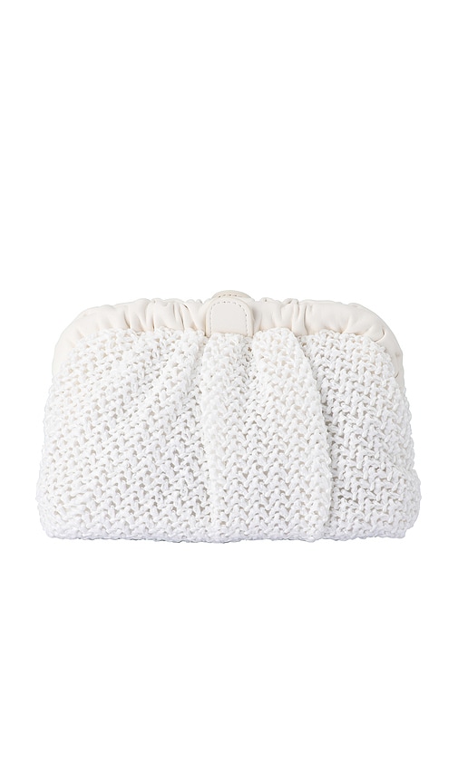 Amalia Petite Gathered Clutch in White.