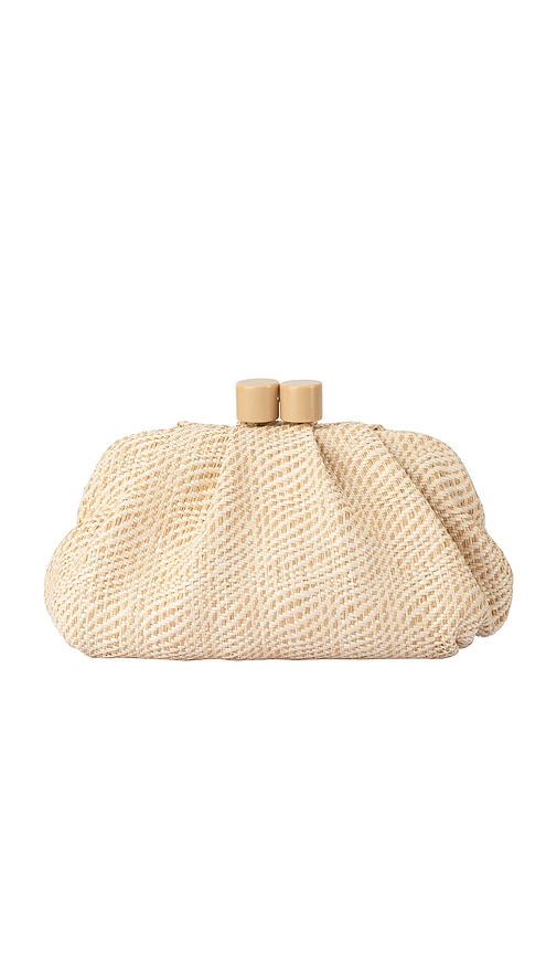 Addison Woven Clutch in White.
