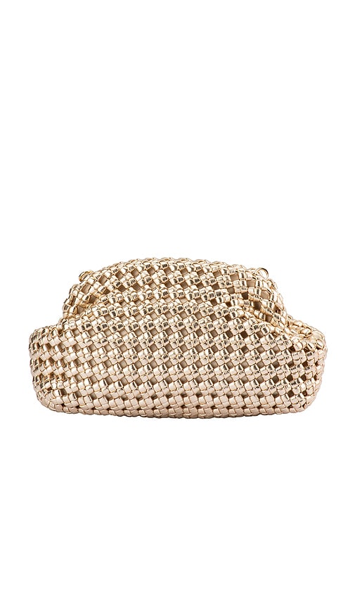 olga berg Everly Hand Woven Clutch in Gold