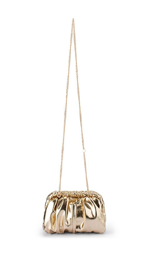  Olga Berg Betty Metallic Clutch In Metallic Gold. 