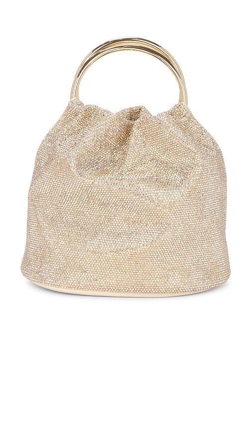 Olga Berg Mabel Crystal Top Handle Bag In Gold
